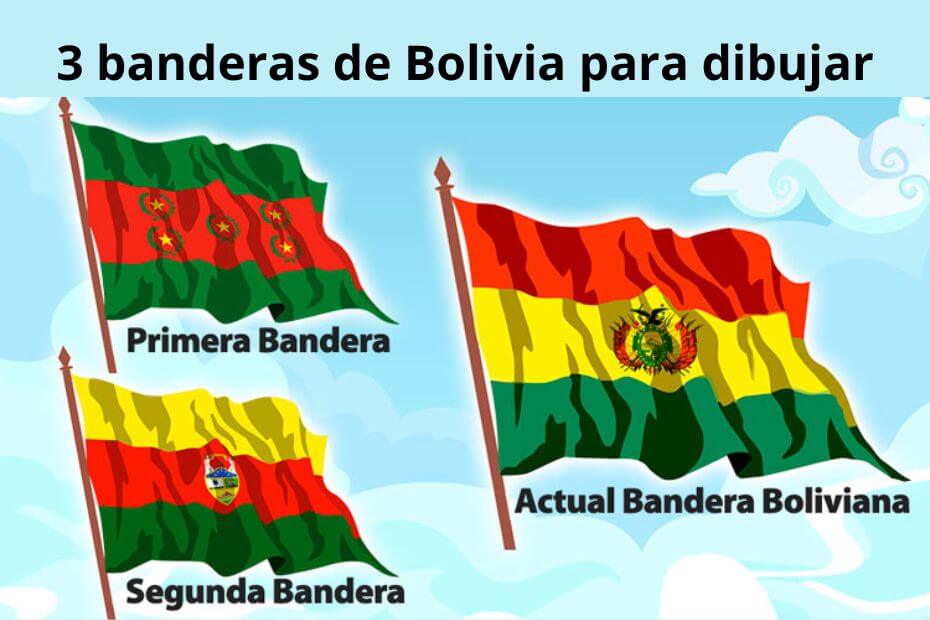 3 banderas de bolivia para dibujar y pintar