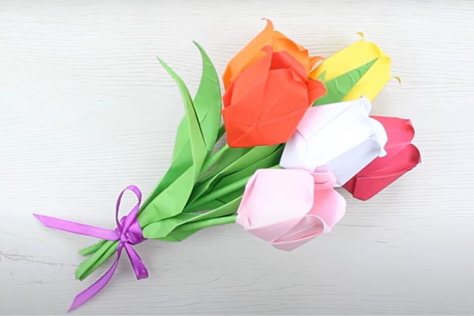como hacer tulipanes de papel para niños
